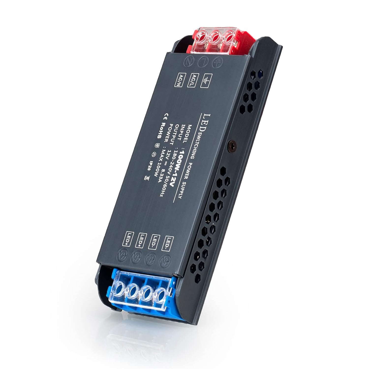 240V to 12V Transformer, BRIMETI LED Driver 12V 100W LED Transformer AC 240V to DC 12 Volt 8,3A Ultra Slim Power Supply Constant Low Voltage Switching, Adapter for Strip Light Cabinet Lights