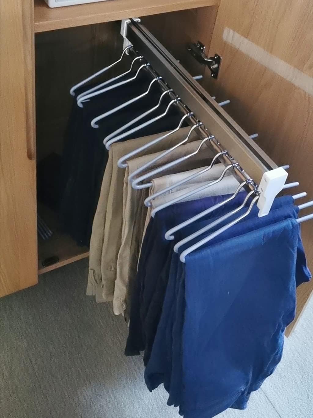Pull Out Clothes Rail 30-80cm, Steel Extendable Closet Rod For Pants Clothing Storage, Wardrobe Adjustable Clothes Hanger Rail Space Saving, Load 25kg (Size : 800mm)