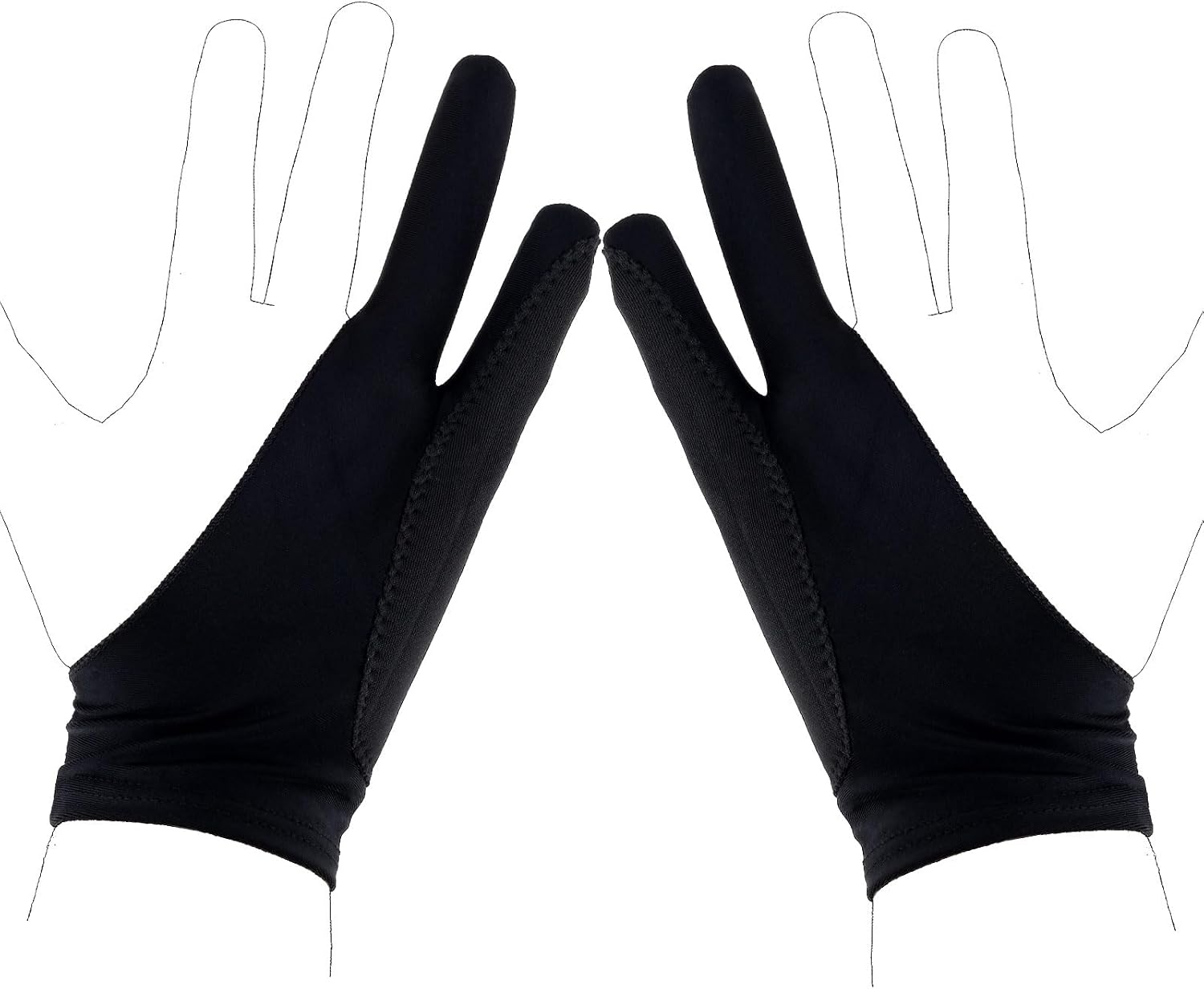 BOXOB Two-Finger Artist Glove for Drawing Tablet, 7.87x3.15in Art Glove for iPad & Graphics Tablet, Black Digital Drawing Gloves Fit Right Hand and Left Hand, Sketching & Inking Art Gift (Medium)