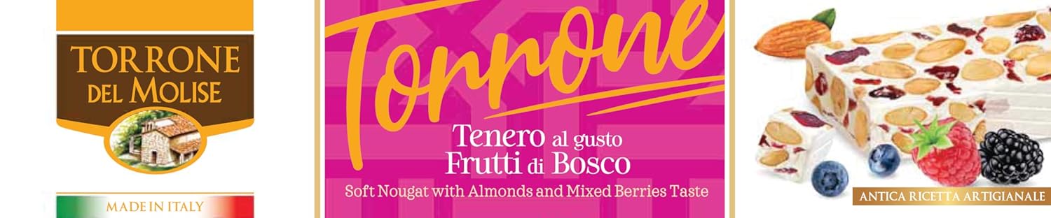 Torrone del Molise – Traditional Italian Nougat – Artisan Soft & Hard Torrone Made in Italy (Mixed Berries)