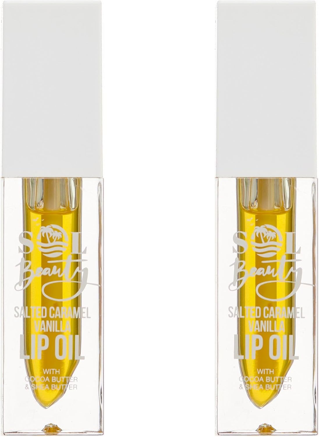 Sol Beauty Salted Caramel Vanilla Lip Oil with Cocoa Butter and Shea Butter, Hydrate and Soften your Lips, Vegan Friendly and Cruelty Free Lip Oil 2 x 3g