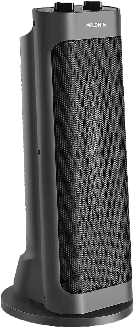 PELONIS PTH15A2BGB 1500W Fast Heating Space Heater, Programmable Thermostat, Easy Control, Widespread Oscillation, Over Heating & Tip-over Switch Protection, 7.72 x 7.72 x 17.76 Inches, Gray