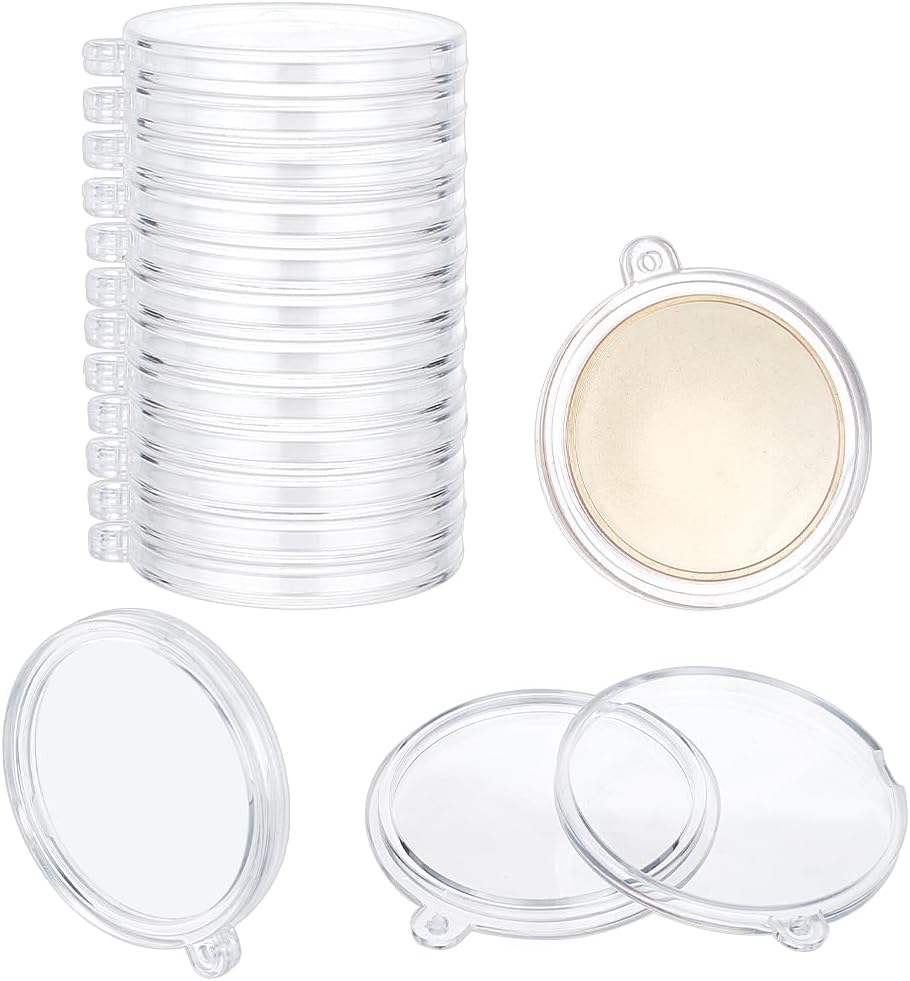 FINGERINSPIRE 20Pcs Clear Coin Holder Keychain (40mm) Coin Acrylic Storage Holder Keychain Coin Protect Pendants Keychain Medallion Display Storage Waterproof Coin Display Case Flat Round