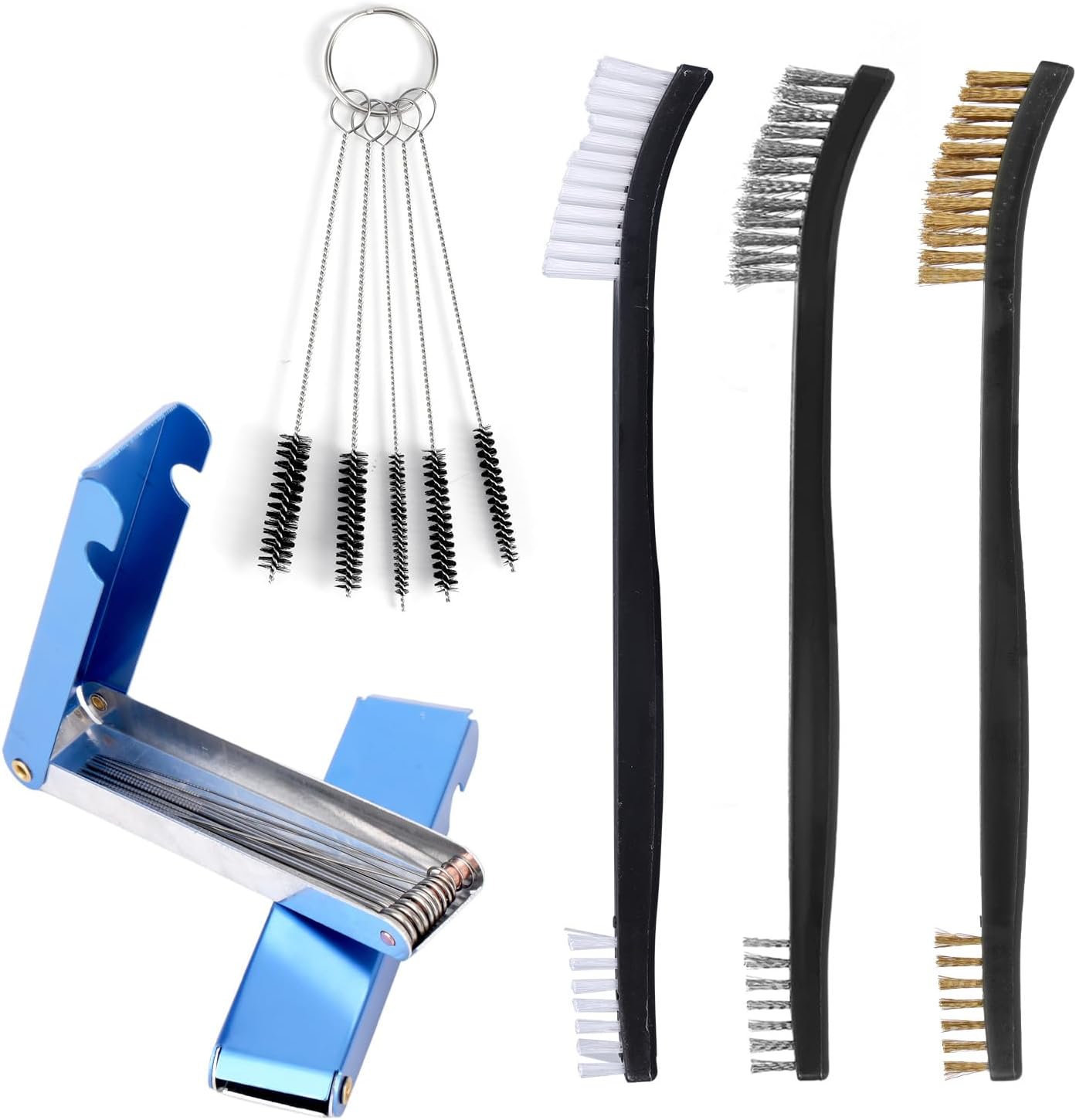 BOXOB Carburetor Cleaning Kit, Stainless Steel Torch Tip Cleaner 26 Aluminum Needles 5 Nylon Brushes 3 Double-Ended Polishing Brushes for Motorcycle Carb Spray Gun, Carburettor Airbrush, Throttle Body
