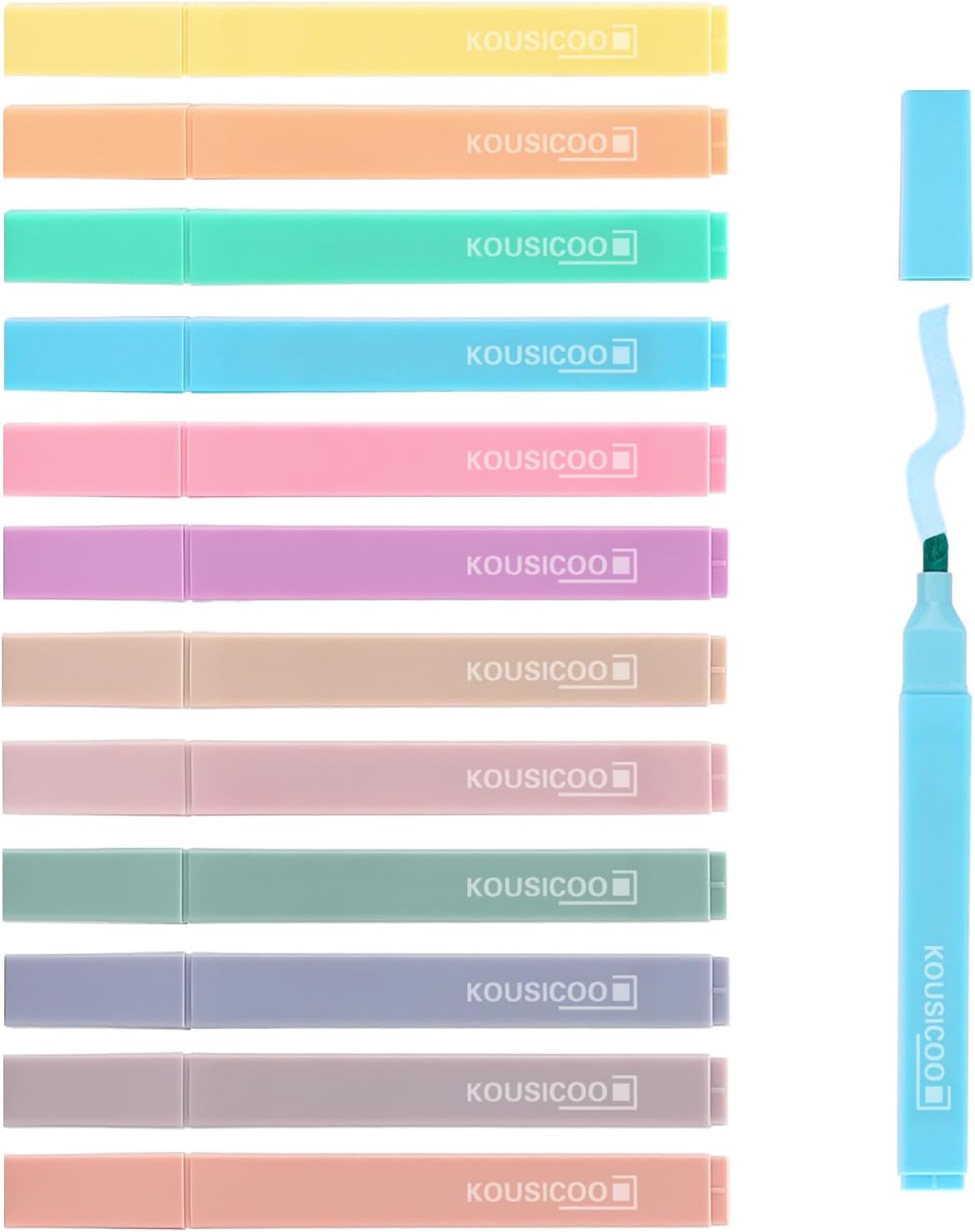 Aesthetic Cute Pastel Highlighters Set: 12 Assorted Colors Pens No Bleed Bible Markers Office Essentials Desk Accessories School Study Supplies Journal Planner Preppy Teen Girl Women Stuff Book