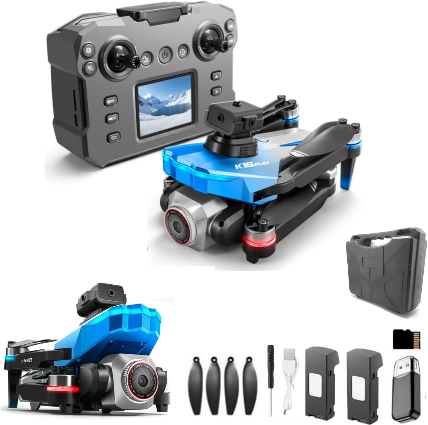 RC Kids Drone with Screen Display Remote Control, 1080P Dual Camera, Speed Adjustment, Altitude Hold, One-Key Takeoff, 3D Flips, 2 Batteries, Toy for Boys Girls, Hovering, Brushless Motor, APP Control, Plane Copter, LED Lights, for Kids 8-12 and Adult Beginners FPV Quadcopter Airplane Helicopter