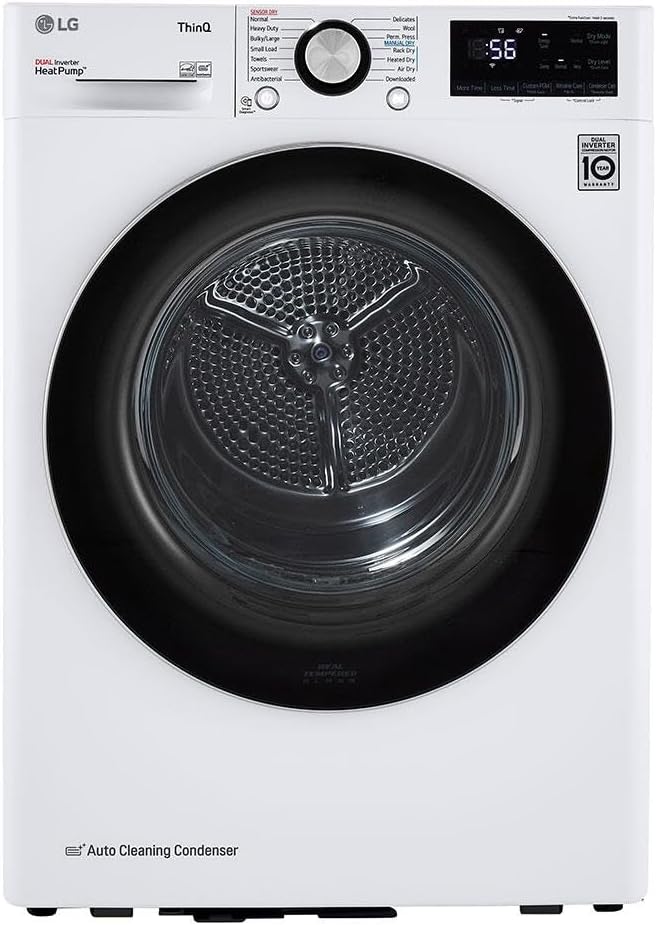 LG DLHC1455W 24 in. W 4.2 Cu. Ft. Ventless Stackable Compact Smart Electric Dryer in White with Dual Inverter HeatPump Technology