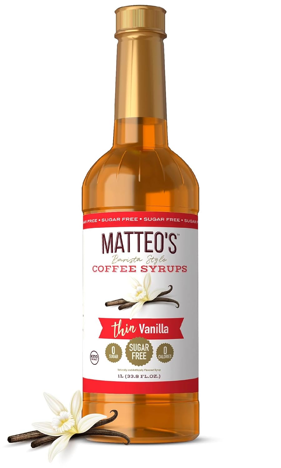 Matteo's Vanilla Syrup for Coffee, Desserts & Cappuccinos, 33.8oz, 1 Pack