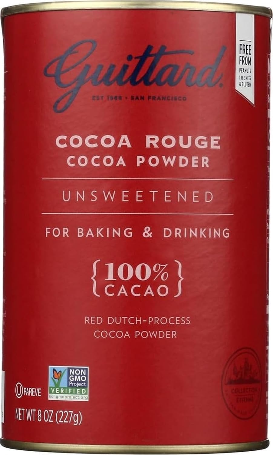 E Guittard Cocoa Powder, Unsweetened Rouge Red Dutch Process Cocoa, 8oz Can