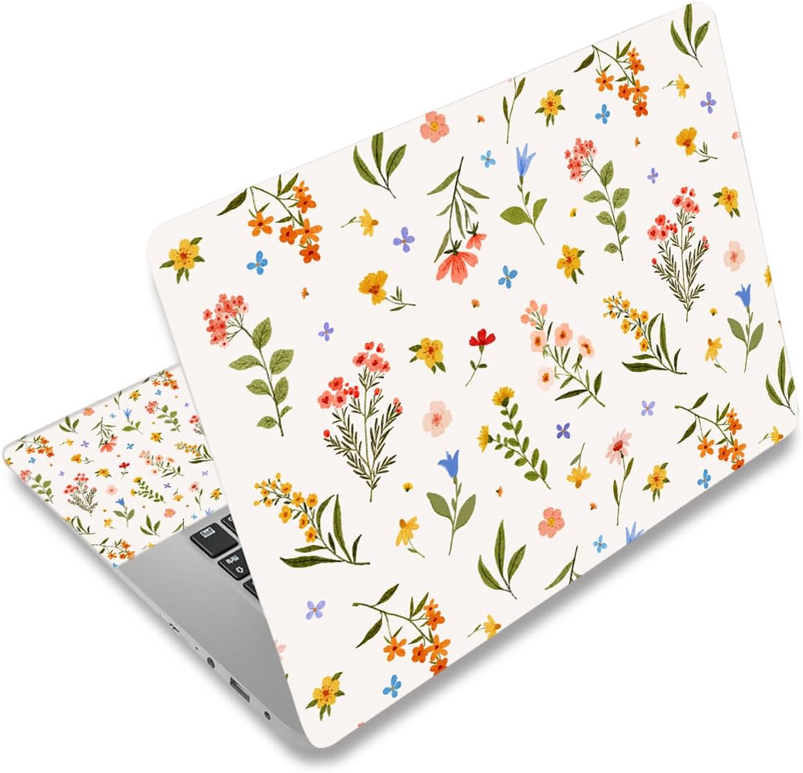 Universal Laptop Skin Protector,Scratch Resistant,Removable Adhesive,Fits Up to 15.6” Laptops - Customizable for Smaller Sizes | Multiple Designs Available (Colorful Floral, 15.6 inch)