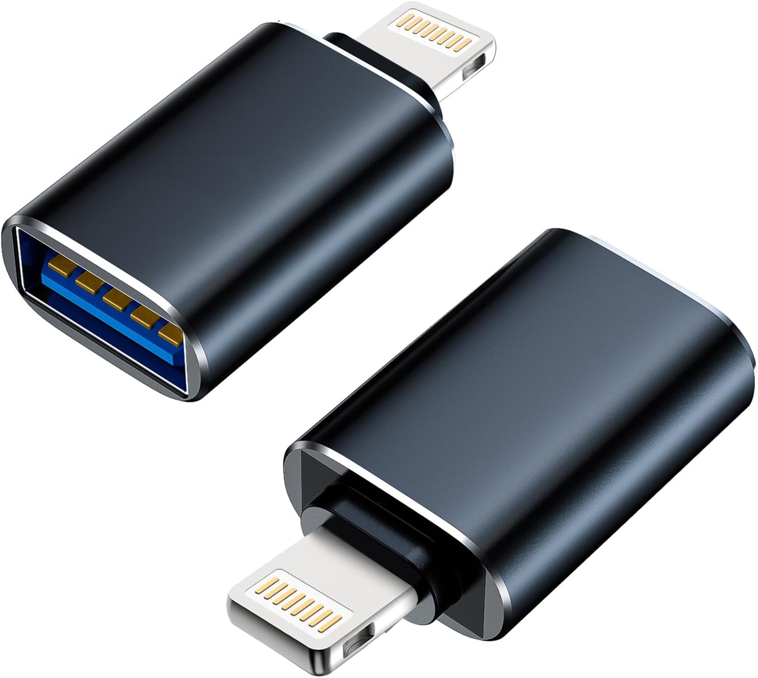 Apple MFI Certified Lightning to USB Camera Adapter, USB 3.0 OTG Cable Adapter for iPhone 14 13 12 11 XS XR X SE 8 7 6 5 iPad to Connect Card Reader, Keyboard, Mouse, Piano, USB Flash Drive (Black)