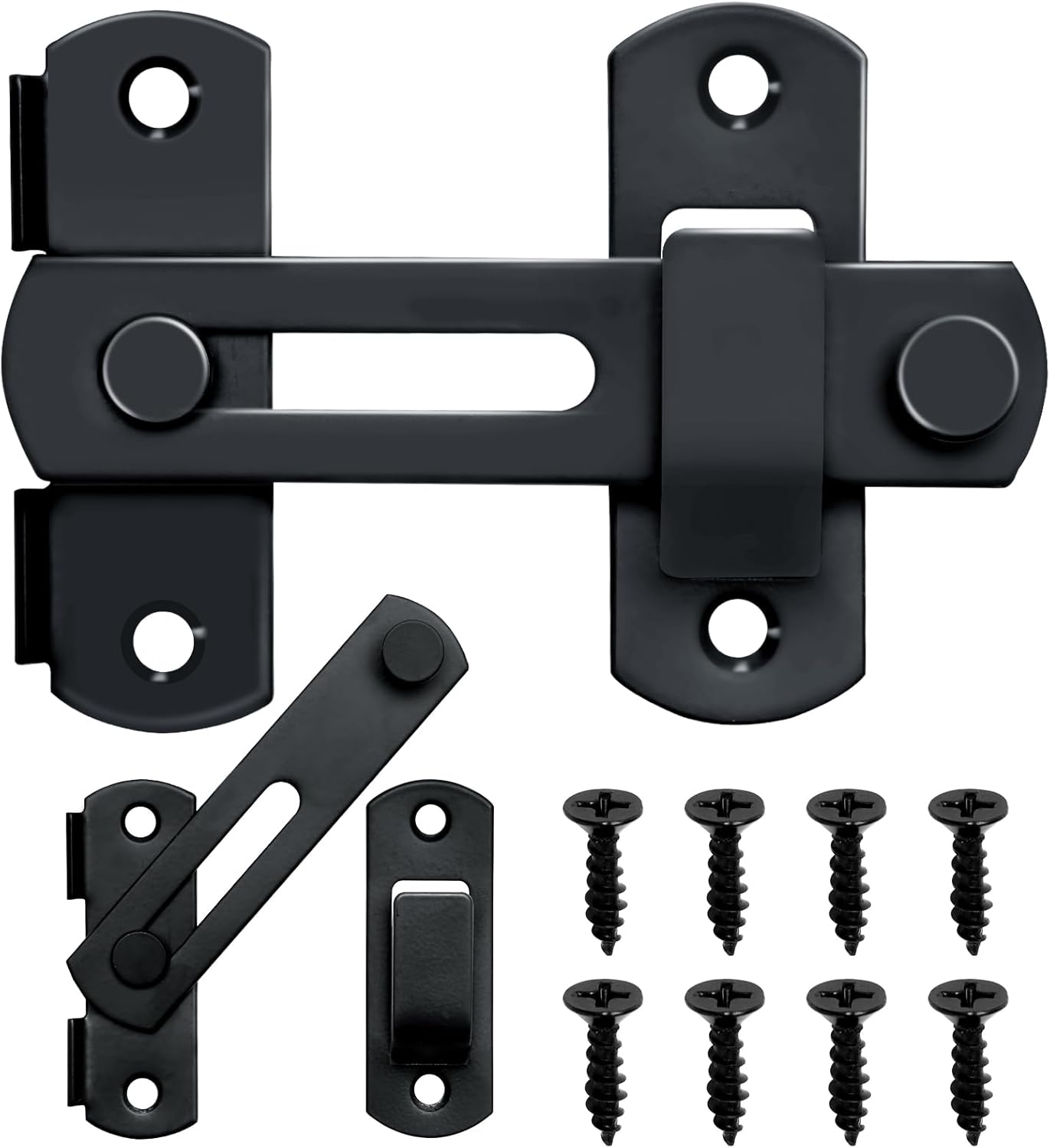 2 Packs Gate Latch Sliding Door Lock, 4"x 2.76" Upgraded Thickened Security Door Locks for Bedrooms, Kids Safety, Barn Door Lock, Shed, High Quality Child Proof Gate Latches for Wooden Fence