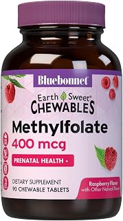 Bluebonnet Earth Sweet Cellular Active Methylfolate 400 mcg Chewable Tablets, 90 Count