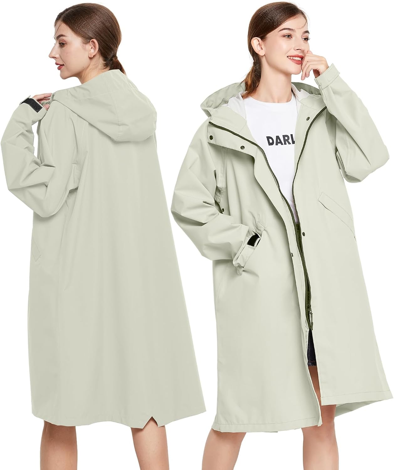 SOPPY Raincoat for Women Ladies Lightweight Jackets Long Waterproof Coat Rain Jackets Windbreaker Breathable Active Outdoor Coats