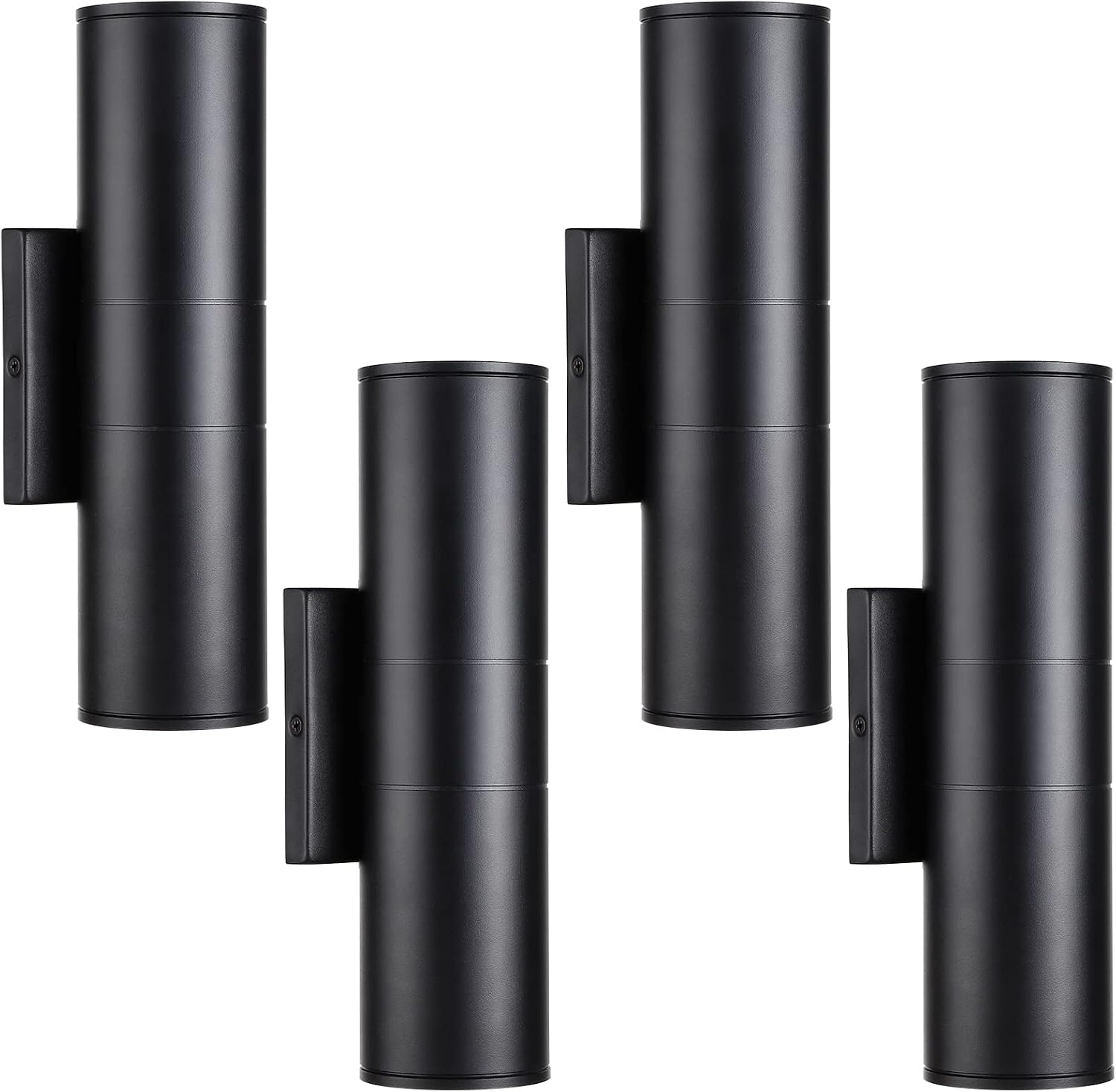 LEONLITE Integrated LED Cylinder Up Down Wall Light Outdoor, 100V-277V 20W Aluminum Waterproof High-end Wall Sconce in 2 Lights, ETL-Listed Exterior Front Door Porch Light, 3000K Warm White, Pack of 4