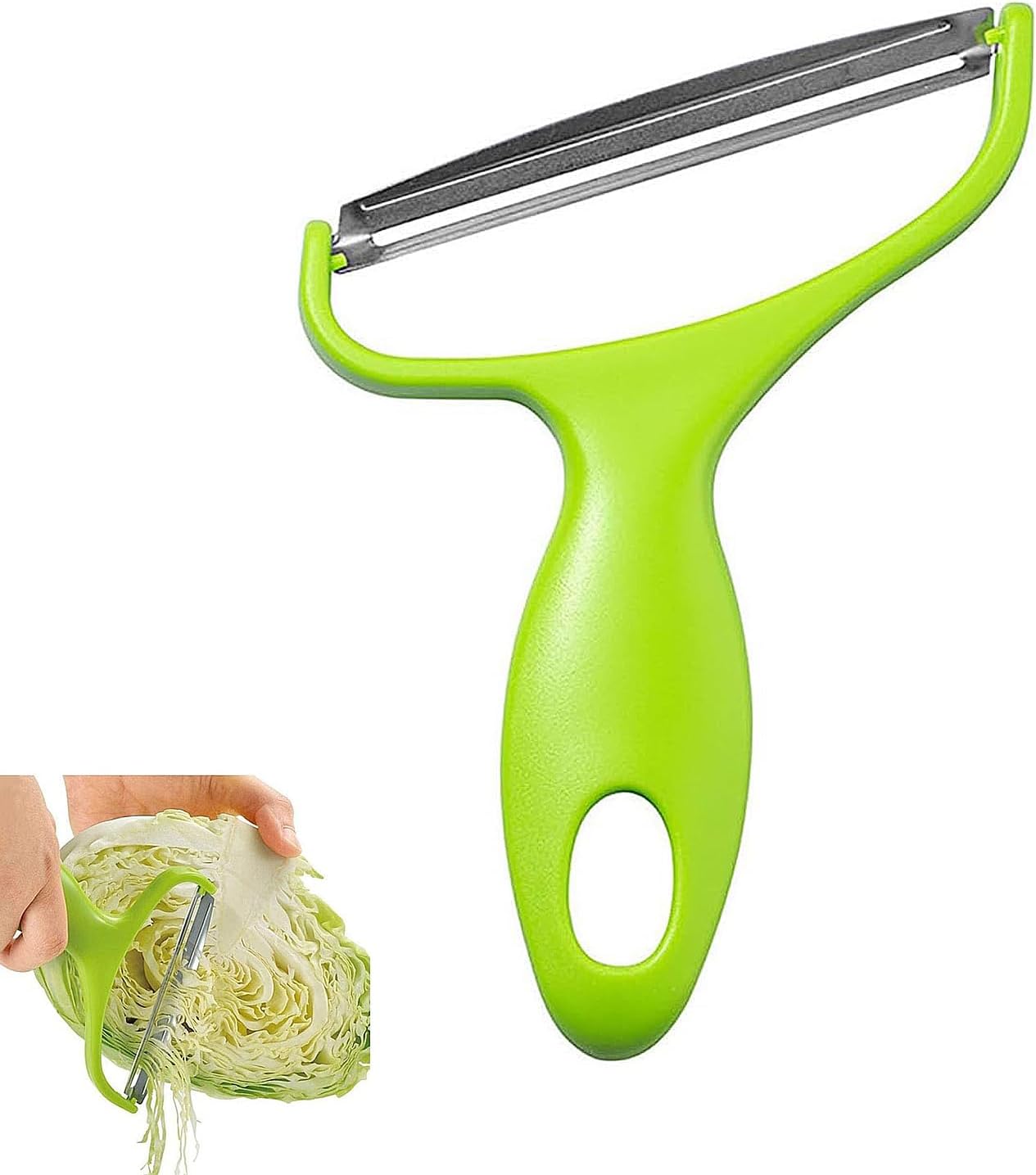 Vegetable Peeler, Julienne Peeler, Cabbage Shredder, Cabbage Peeler, Stainless Steel Vegetable Peeler, for Quick Daily Peeling of Most Fruits and Vegetables (Green)