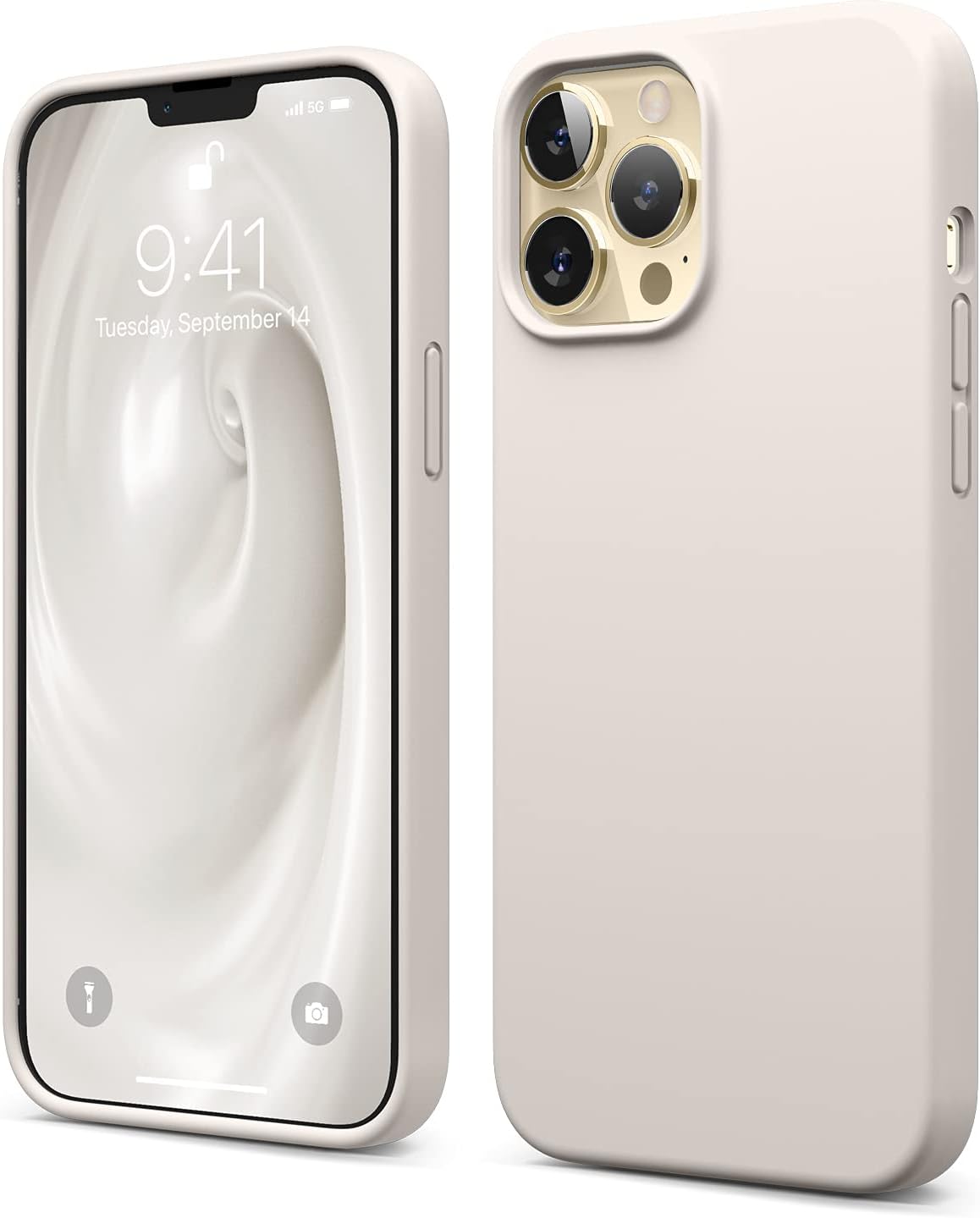 elago Compatible with iPhone 13 Pro Max Case, Liquid Silicone Case, Full Body Screen Camera Protective Cover, Shockproof, Slim Phone, Anti-Scratch Soft Microfiber Lining, 6.7 inch (Stone)
