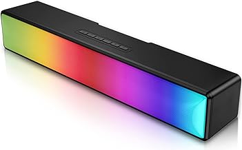 AFK Computer Speakers, Computer Sound Bar with RGB Lights, USB Powered PC Speakers with Stereo Sound, Bluetooth 5.1 and 3.5mm Aux-in,Gaming Speakers for Desktop
