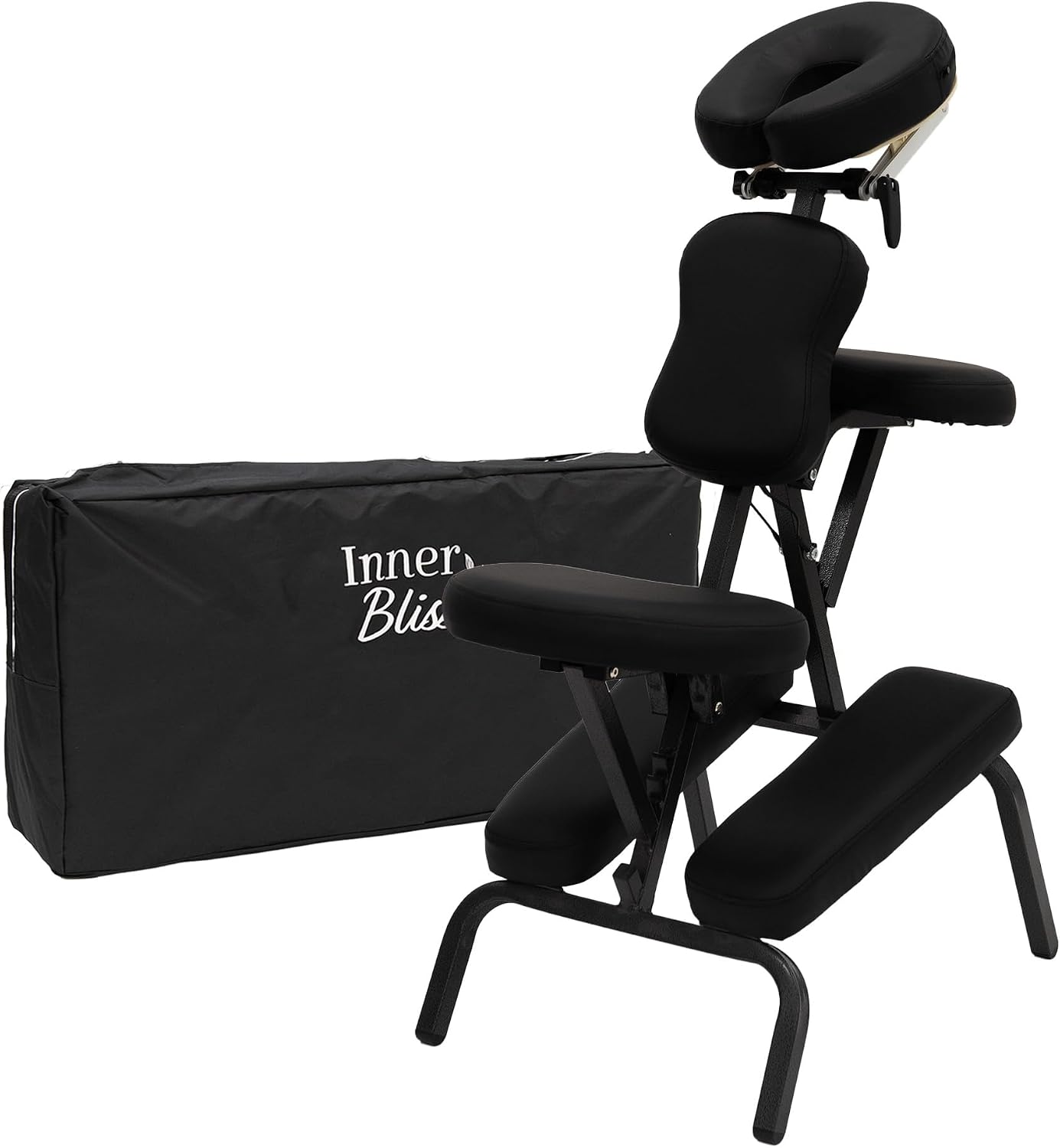 Inner Bliss Adjustable Massage Chair Foldable Therapy Chair with Carry Bag | Extra Thick Padding, Ergonomic Frame, Removable Headrest and Armrest | Portable Salon Tattoo Physio