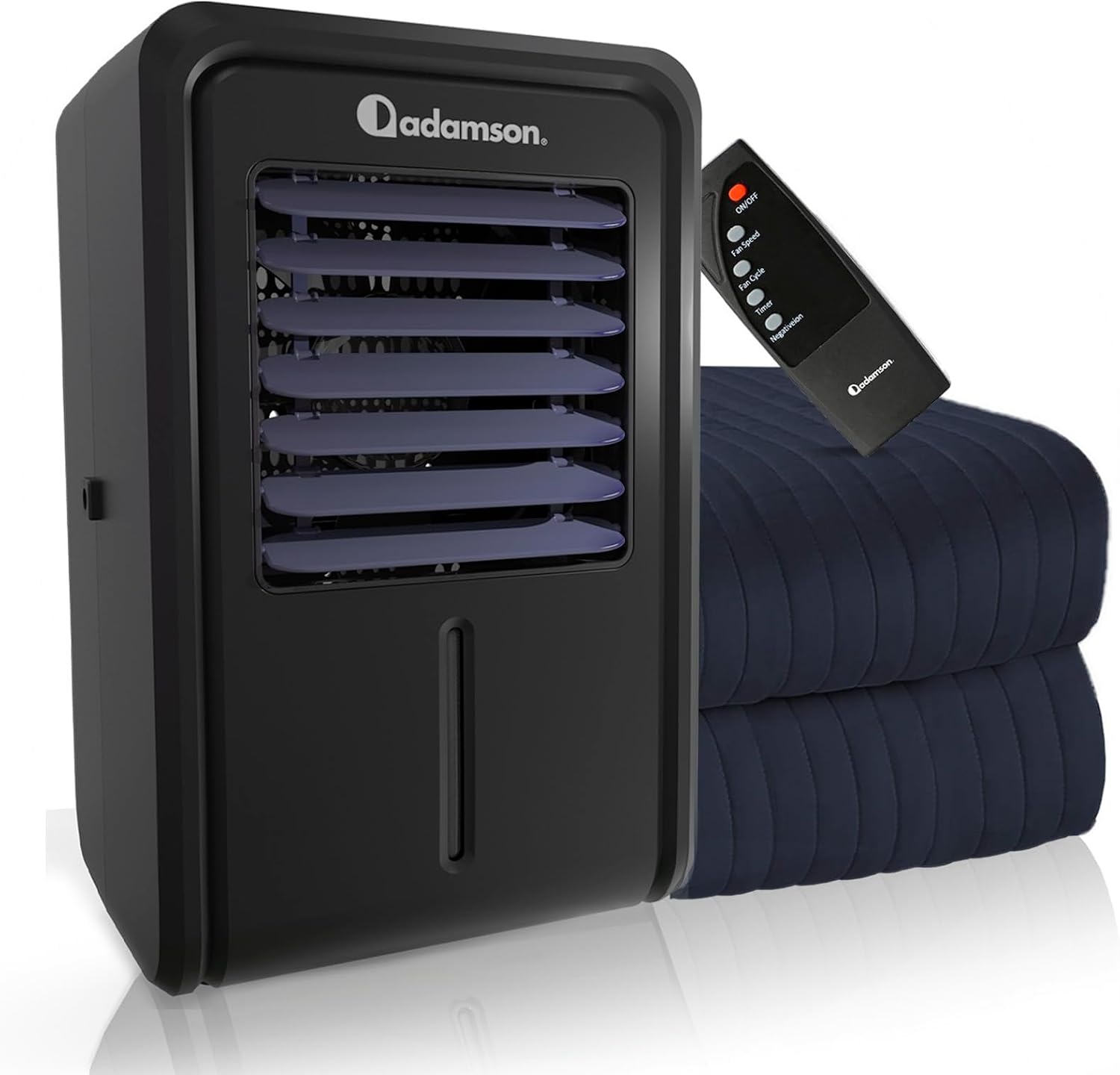 Adamson B10 Bed Cooling System - TWIN 75” L x 39” W - 100% Cotton Mattress Cooling Pad for Night Sweats - Water Bed Cooler - Ideal for Hot Sleepers - 5-Year Assurance - Navy Blue