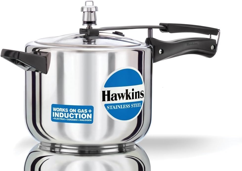 Hawkins 5 Litre Pressure Cooker, Stainless Steel Cooker, Induction Cooker, Silver (HSS50)