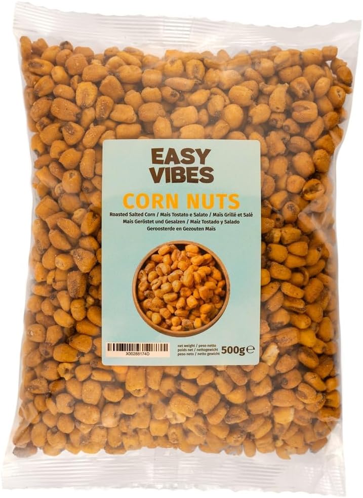 Easy Vibes - Toasted Corn Nuts (500g) | Roasted Salted Corrn Kernels | Perfect Crunch | Ready to Eat | Low Sugar Alternative for Crisps, Mixed Nuts & Pretzels