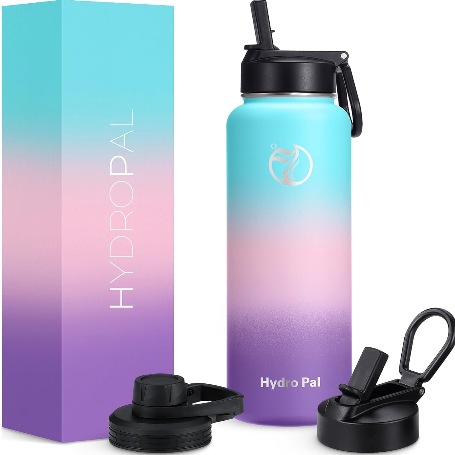 25oz Insulated Water Bottles with 2 Leak Proof Lids(Spout Lid and Straw Lid), Wide Mouth Sport Water Bottle with Straw, Stainless Steel Powder-Coated Water Flask, Double Walled Vacuum