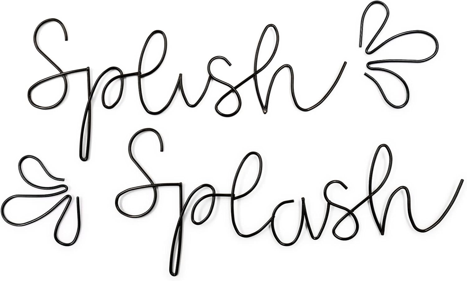 Qmetalart Splish Splash Bathroom Decor Wall Art Black Metal Wire Words Funny Signs Housewarming Wedding Gift Ideas