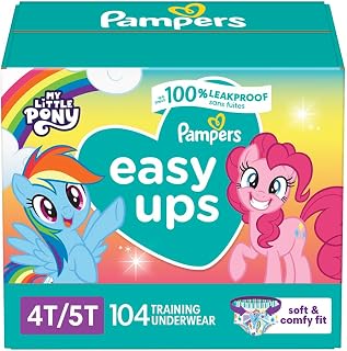 Pampers Easy Ups Girls & Boys Potty Training Pants - Size 4T-5T, One Month Supply (104 Count), My Little Pony Training Underwear (Packaging May Vary)