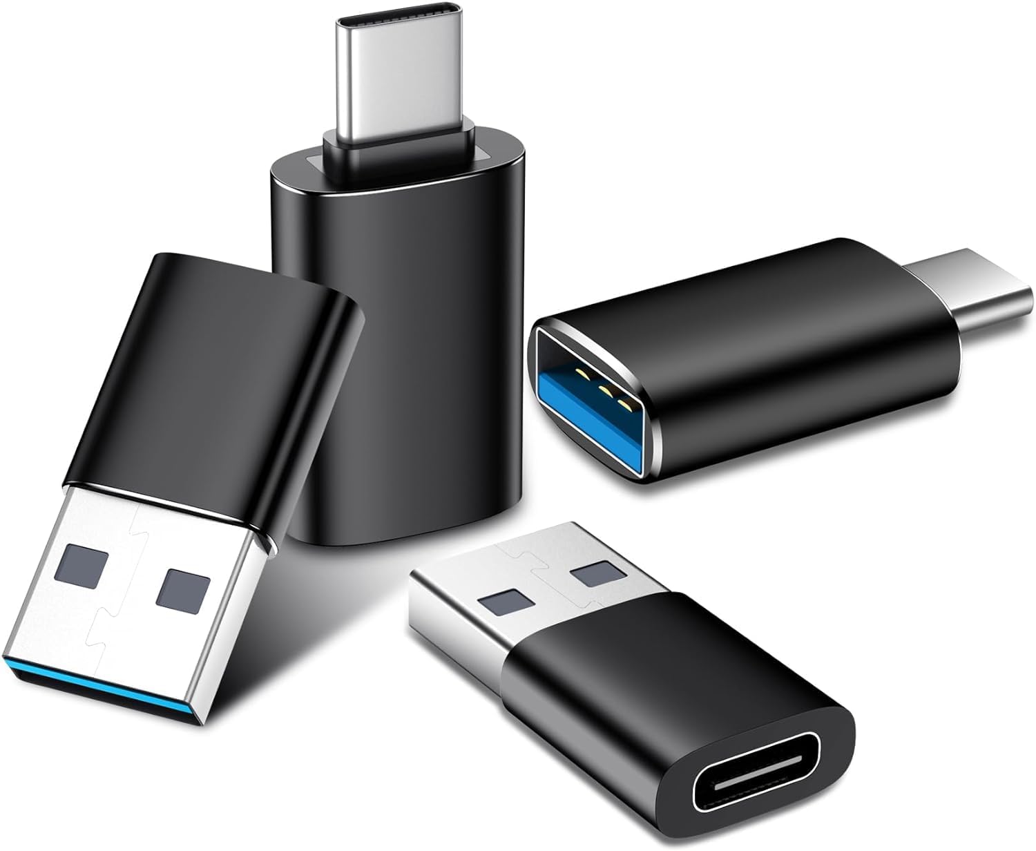 Temdan USB to USB C Adapter,Car Charger OTG Converter Compatible with MacBook Pro Air 2024,Samsung Notebook and More Type C,for iPhone 17 16 15 Air Plus Pro Max,OTG Adapters-Black