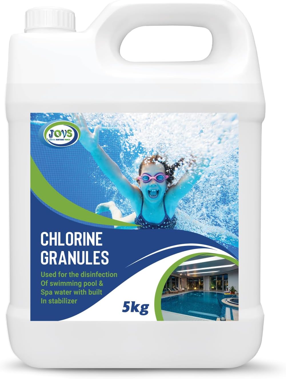JOVS Chlorine Granules 5kg : Stabilized Chemicals for Hot Tubs, Pools, and Spa's - Swimming Cleverness for Rapid Disinfecting and Cleaning, Spa Water Treatment.
