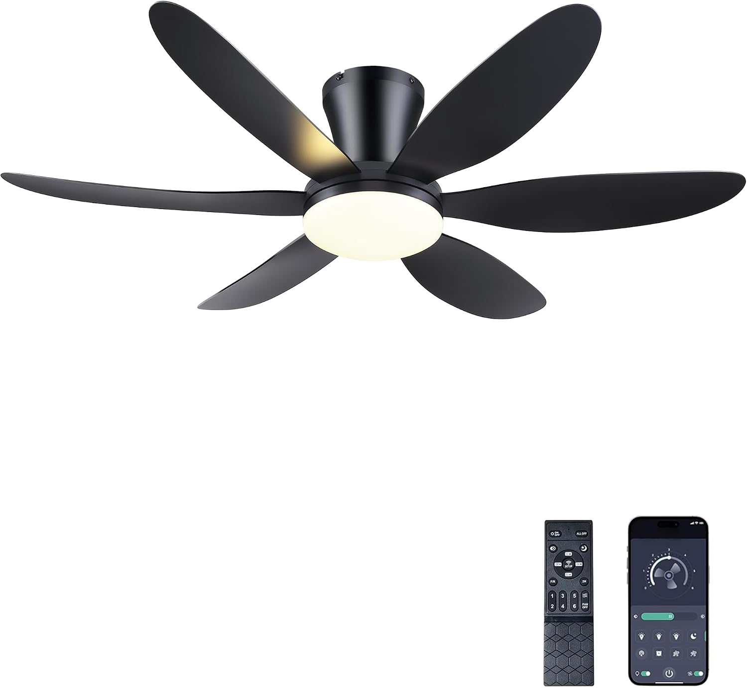 GJeg Ceiling Fans with Lights,42" Low Profile Ceiling Fan（Black）