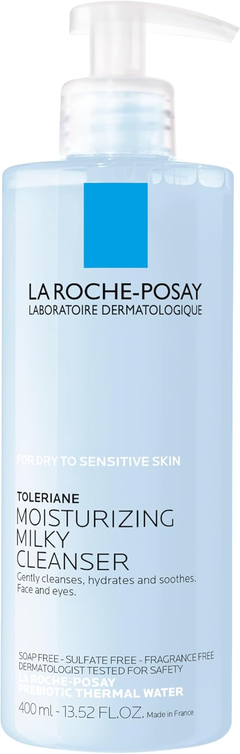 La Roche-Posay Toleriane Dermo-Cleanser, Gentle Wipe-Off Milk Cleanser and Make-Up Remover for Sensitive, Reactive and Allergy-Prone Skin, Hydrates and Soothes with Glycerin, 200ml