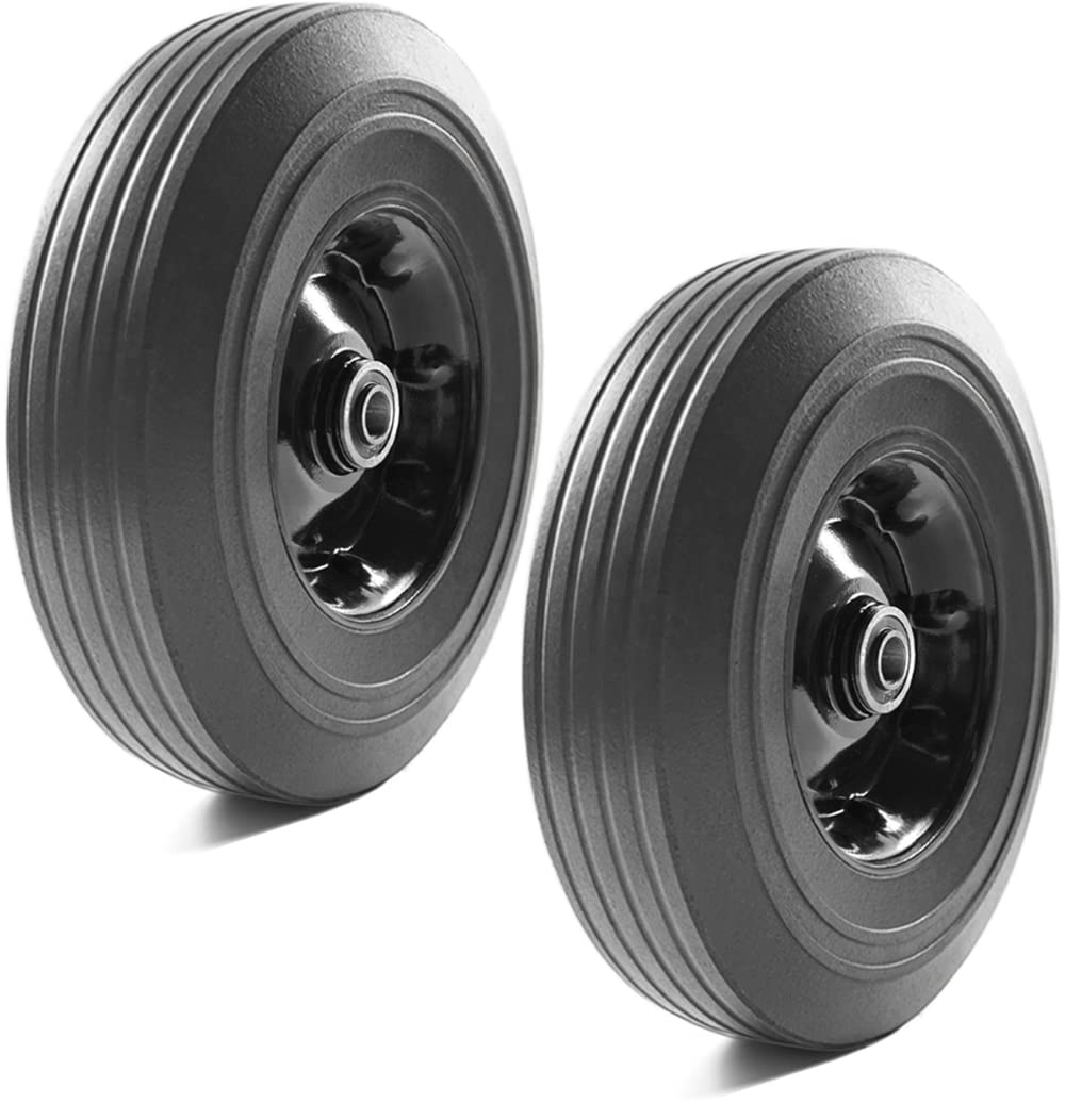 10 Inch Heavy Duty Sack Truck Wheels, Solid Rubber Puncture Proof Hand Trolley Cart Wheels Replacement, 4.10/3.50-4 Wheel, 16mm Bore, 200KG Load Capacity per Wheel