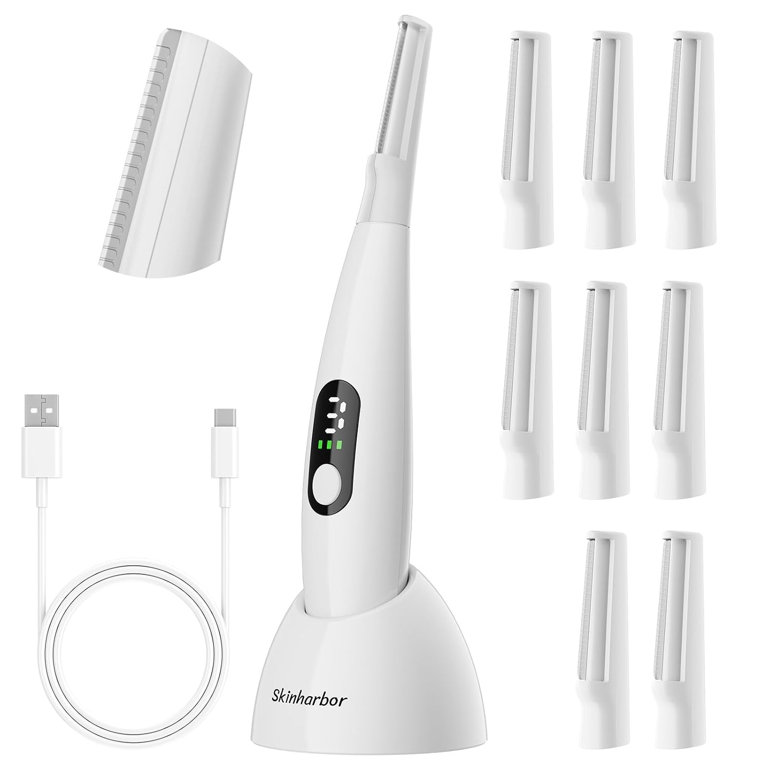 Sonic Dermaplane Razor for Women Face,Women’S Facial Exfoliation & Peach Fuzz Hair Removal System,Anti-Aging–3 Speeds–8 Dermaplaning Blades–Rechargeable,Sonic Dermaplaning Tool