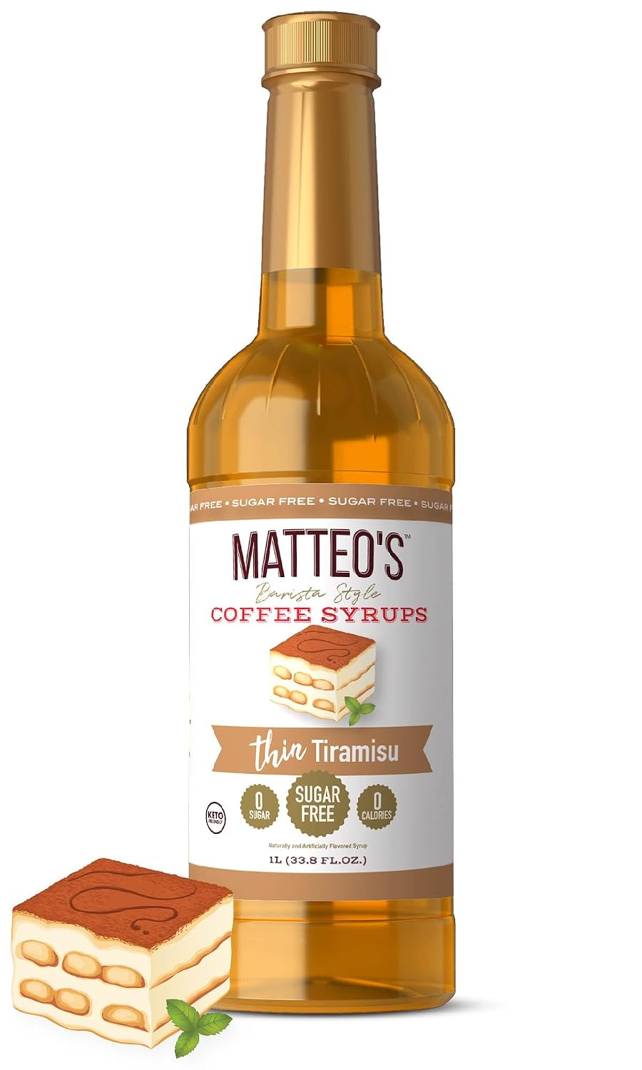Matteo's Tiramisu Syrup for Coffe, Desserts & Cappuccinos, 33.8oz, 1 Pack