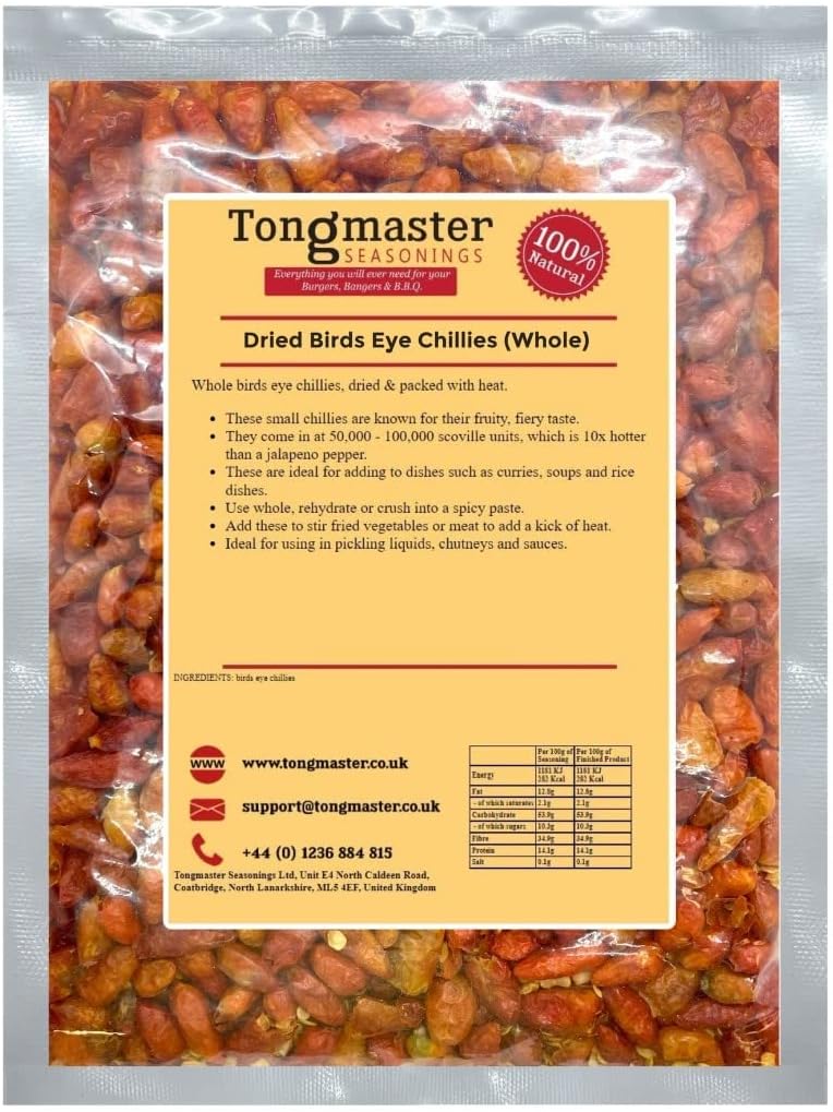 Dried Birds Eye Chillies (Whole) - 1kg