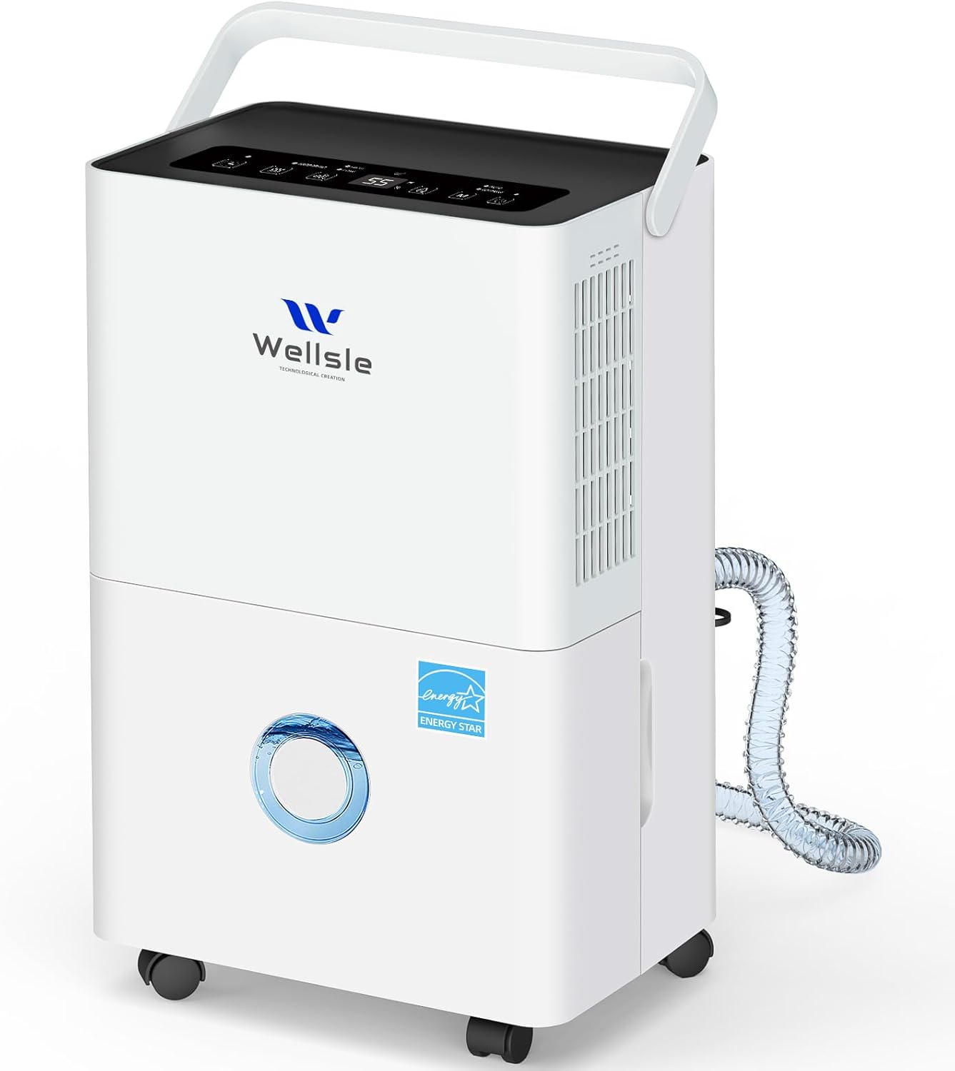 Energy Star Dehumidifier, 80 Pints Dehumidifier for Basement, Smart Humidity Adjustment with 1.32 Gal Water Tank and Drain Hose, Silent & Efficient for Home Bedroom Garage Large Room