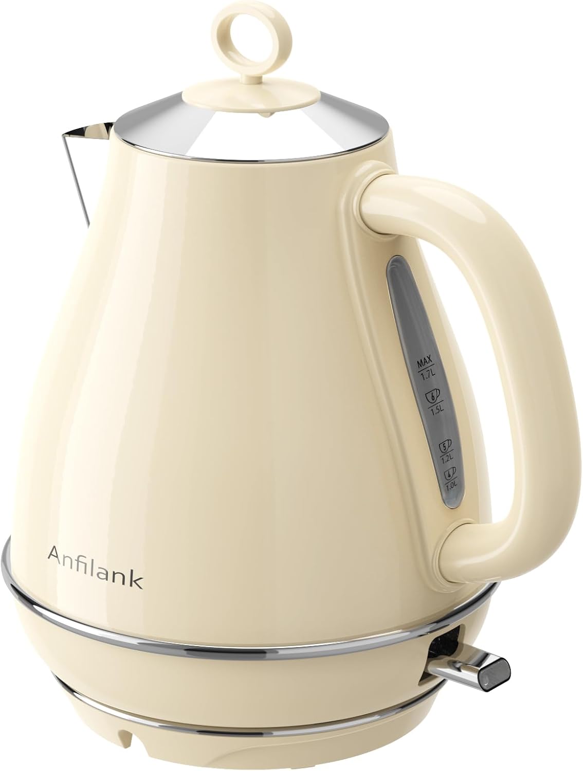 Anfilank Kettle Electric Fast Boil, 1.7L Stainless Steel Kettle with Water Filter, BPA Free, Auto Shut-Off and Boil-Dry Protection, 3000W, Cream