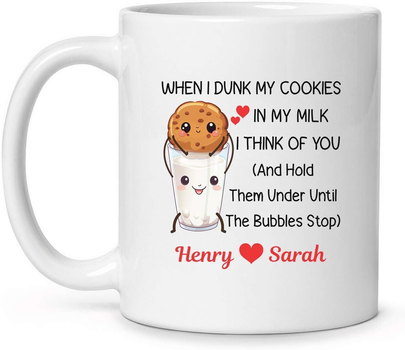 Customized Name Funny Couple Mug Gift, Couple Ceramic Cups, When I Dunk My Cookies In Milk I Think Of You Mugs, Personalized Couple Themed Mugs, Novelty Cup Gift For Valentine’s Day