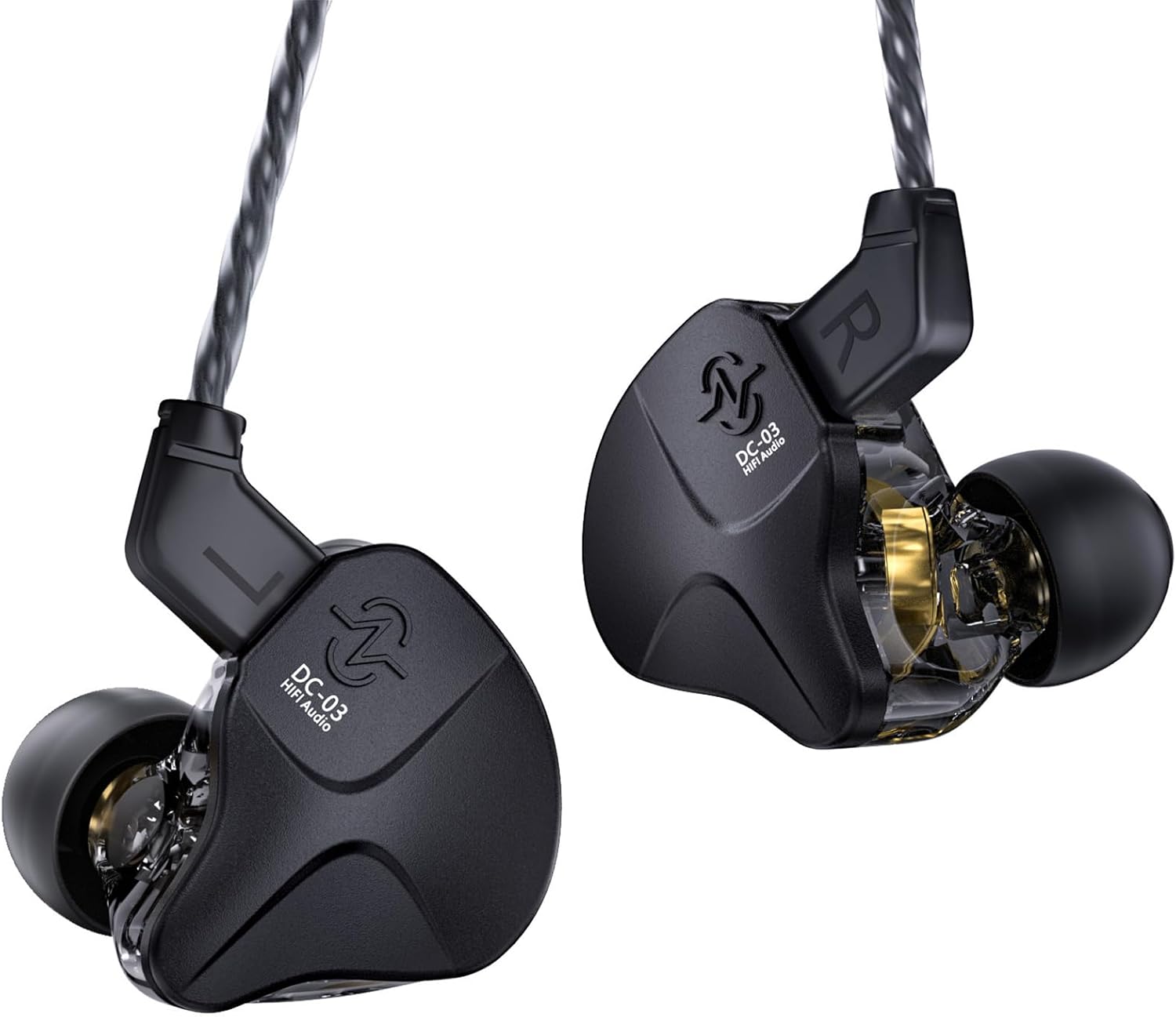CCZ DC03 in Ear Monitor Headphones, IEMs for Gaming, Deep Bass Sound Wired Earbuds, 1DD HiFi in Ear Headphones Noise Cancelling Ear buds, in Ears for Singers Musician Stage Drummer(Black, without Mic)