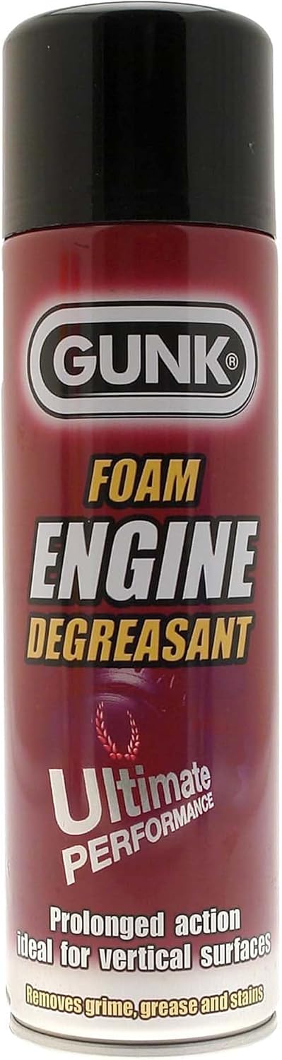 GUNK Foam Engine Degreasant Spray, Foaming Automotive Cleaner for Engine Surfaces & Parts, Easy Spray Application, Suitable for Cars, Trucks & Motorcycles, 500ml