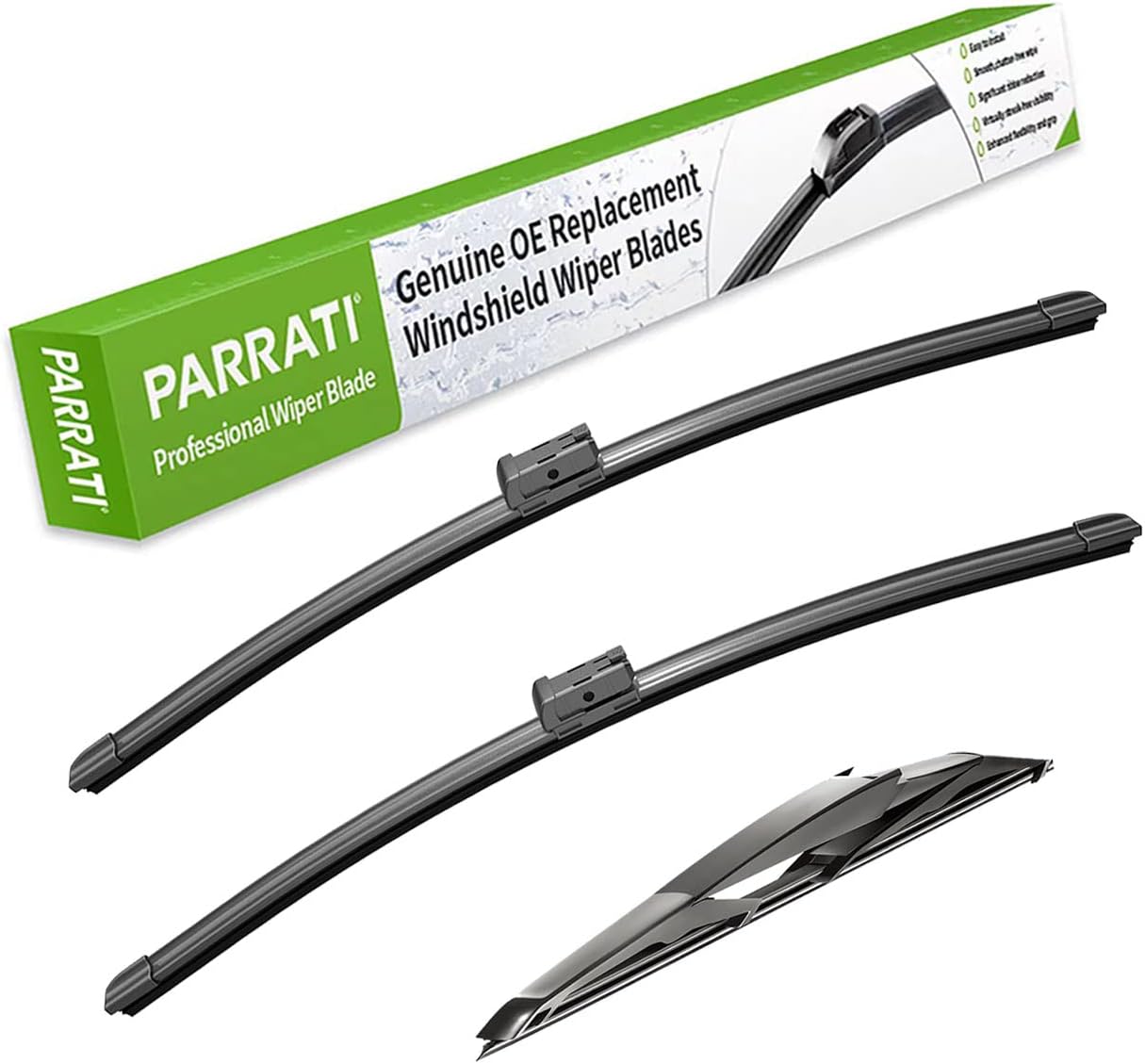PARRATI® Windshield Wipers for Ford Fiesta 2009-2019,26"+15" Front and 12" Rear,OEM Replacement Wiper Blades,Quiet & Streak-Free(Set of 3)