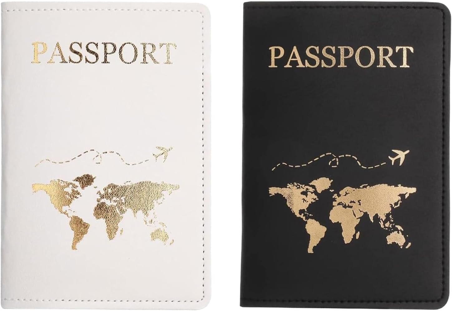 VilaGi 2 Pcs Passport Holder,UK Passport Cover,PU Leather Passport Case Organiser for Ticket Card, Business Cards, Credit Card,Boarding Passes,Portable Travel Wallet Case for Men Women,White+Black