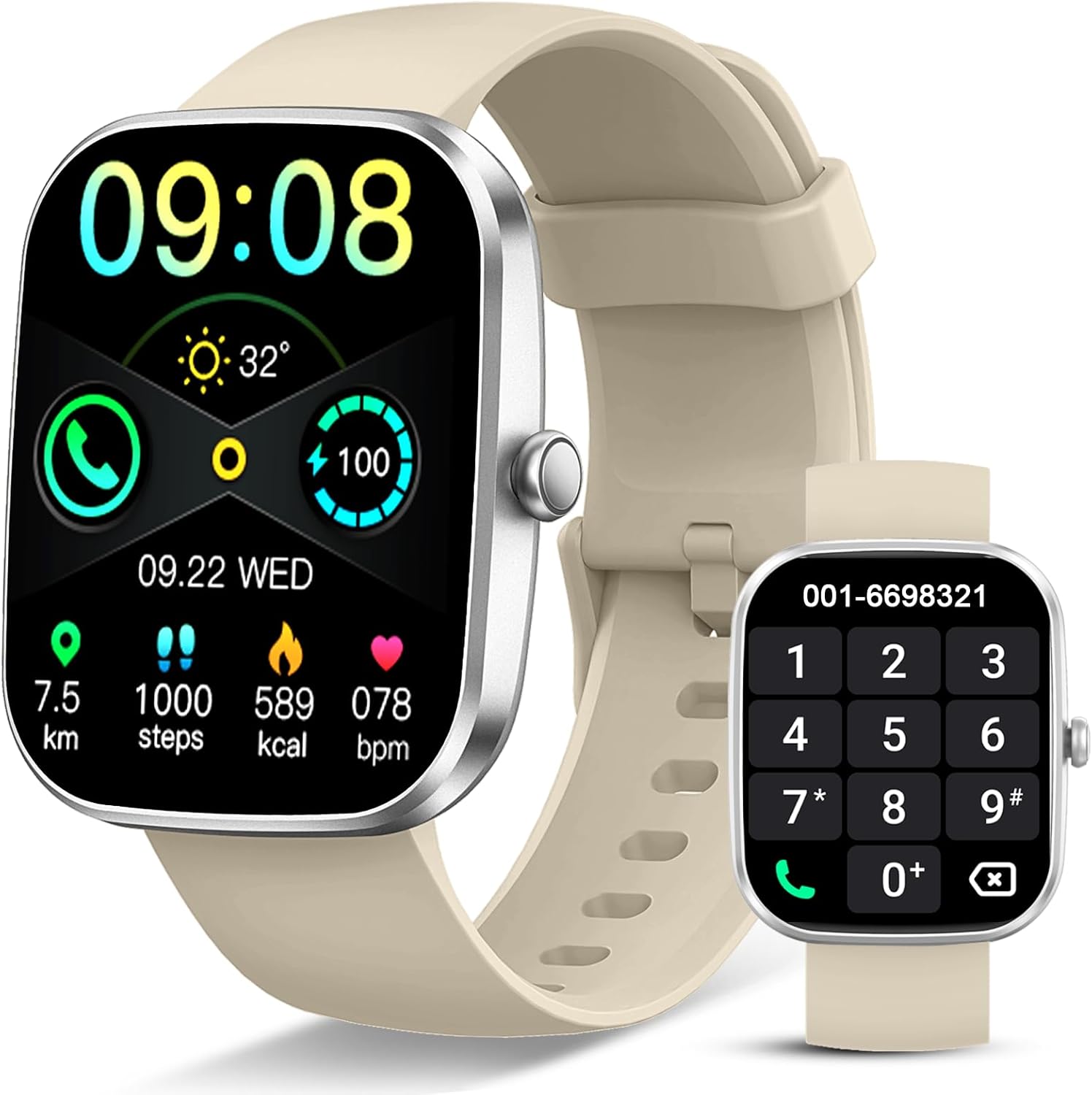 Smart Watch, 2025 HD 1.91" Smartwatch for Men Women with Answer/Make Calls, Heart Rate/Sleep/SpO2 Monitor, 112+ Sports Step Counter, IP68 Waterproof Activity Fitness Trackers for Android iOS Phone