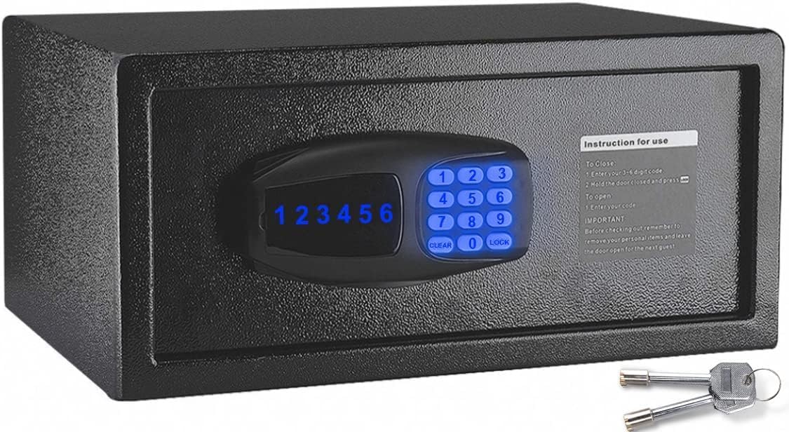 Hotel Safe Box,1 Cubic Feet Money Pistols Document Personal Screct Mini Small Safe Mounting On Floor Desk,Digital Electric Safety Box With Keypad Override Keys