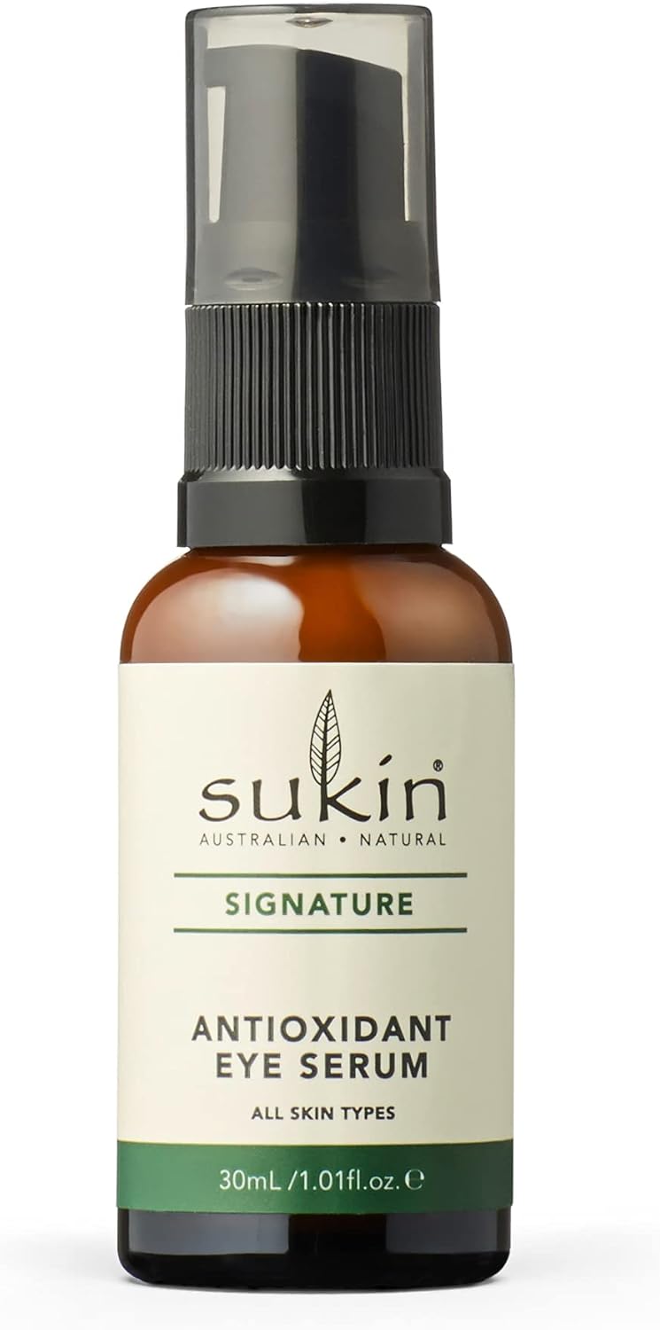 Sukin Signature Antioxidant Eye Serum 35ml - with a blend of Aloe Vera and Cucumber; cruelty free & vegan friendly - fragrance free, fight the signs of premature ageing.