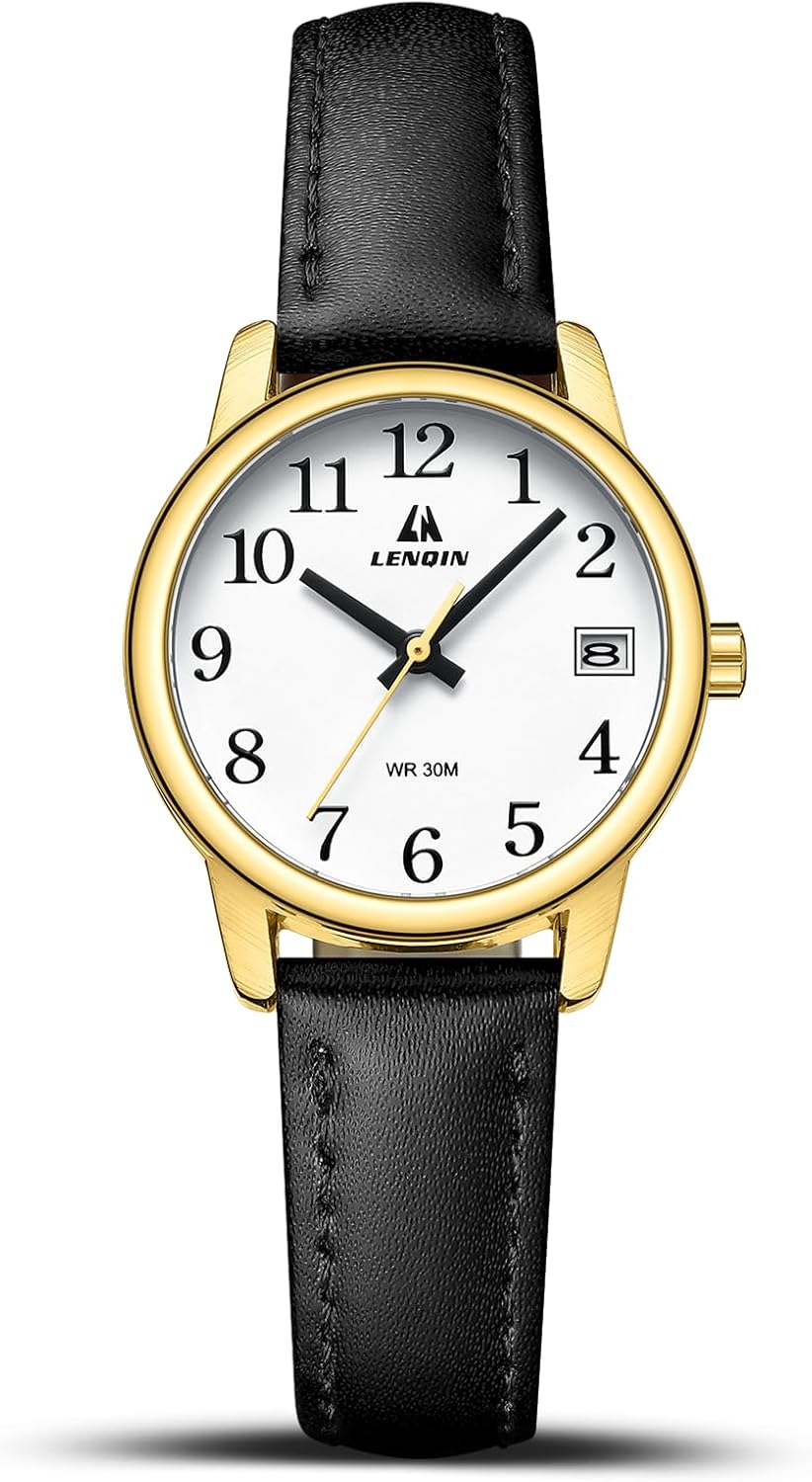LN LENQIN Womens Watch Analog Quartz Waterproof Ladies Watches for Women with Leather Strap Luminous Easy Reader Dial