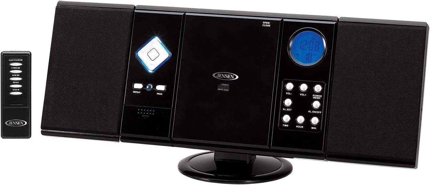 Jensen Wall Mountable Vertical Loading CD Player with Stereo Speakers JEN-JMC-180A