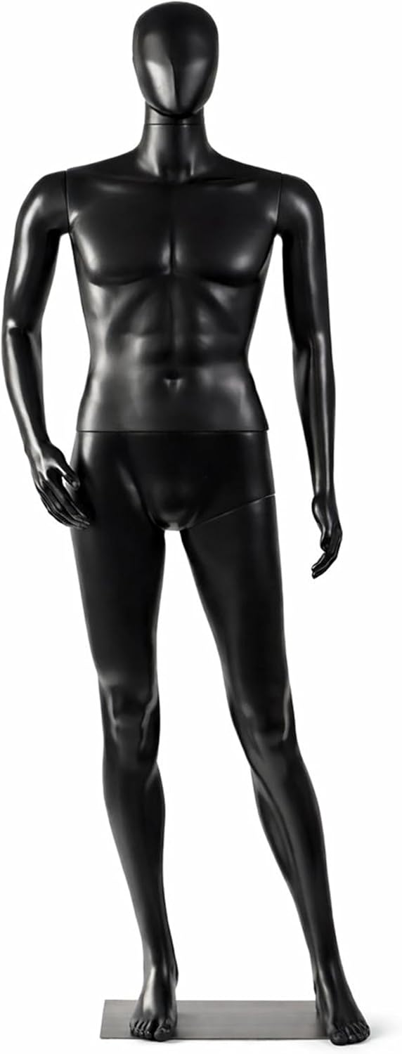 SereneLife Male Mannequin Body 185cm,Tall Full Body Shop Mannequin With Adjustable Head, Flexible Limbs And Detachable Design, Perfect For Clothing Stores, Boutiques, Exhibitions And More(Black)